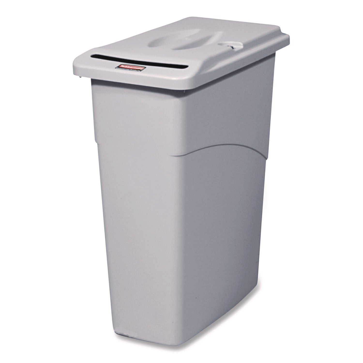 Rubbermaid Commercial Slim Jim Confidential Document Container w/Lid - 23 gal Capacity - Lid Locked - 30" Height x 10.6" Width x 20.1" Depth - Gray - 1 Each
