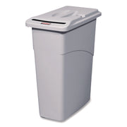 Rubbermaid Commercial Slim Jim Confidential Document Container w/Lid - 23 gal Capacity - Lid Locked - 30" Height x 10.6" Width x 20.1" Depth - Gray - 1 Each