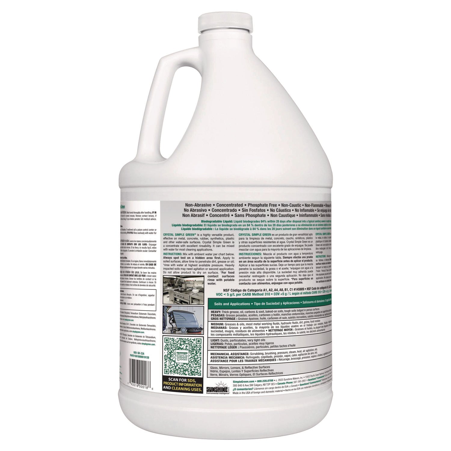Simple Green Crystal Industrial Cleaner/Degreaser - For Multipurpose - Concentrate - Liquid - 128 fl oz (4 quart) - Non-flammable, Fragrance-free, Color-free - Clear - 1 Each