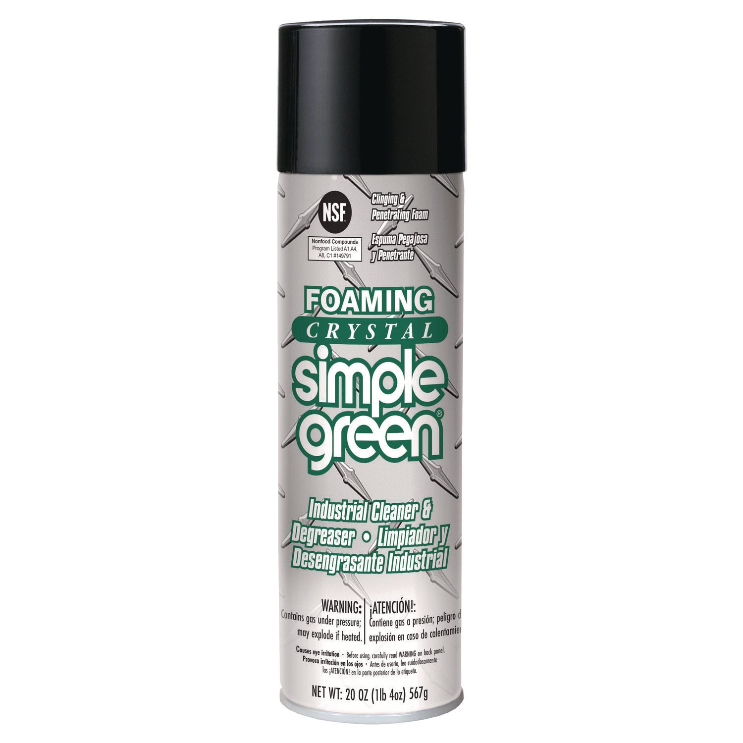 Foaming Crystal Industrial Cleaner and Degreaser, 20 oz Aerosol Can, 12/Carton