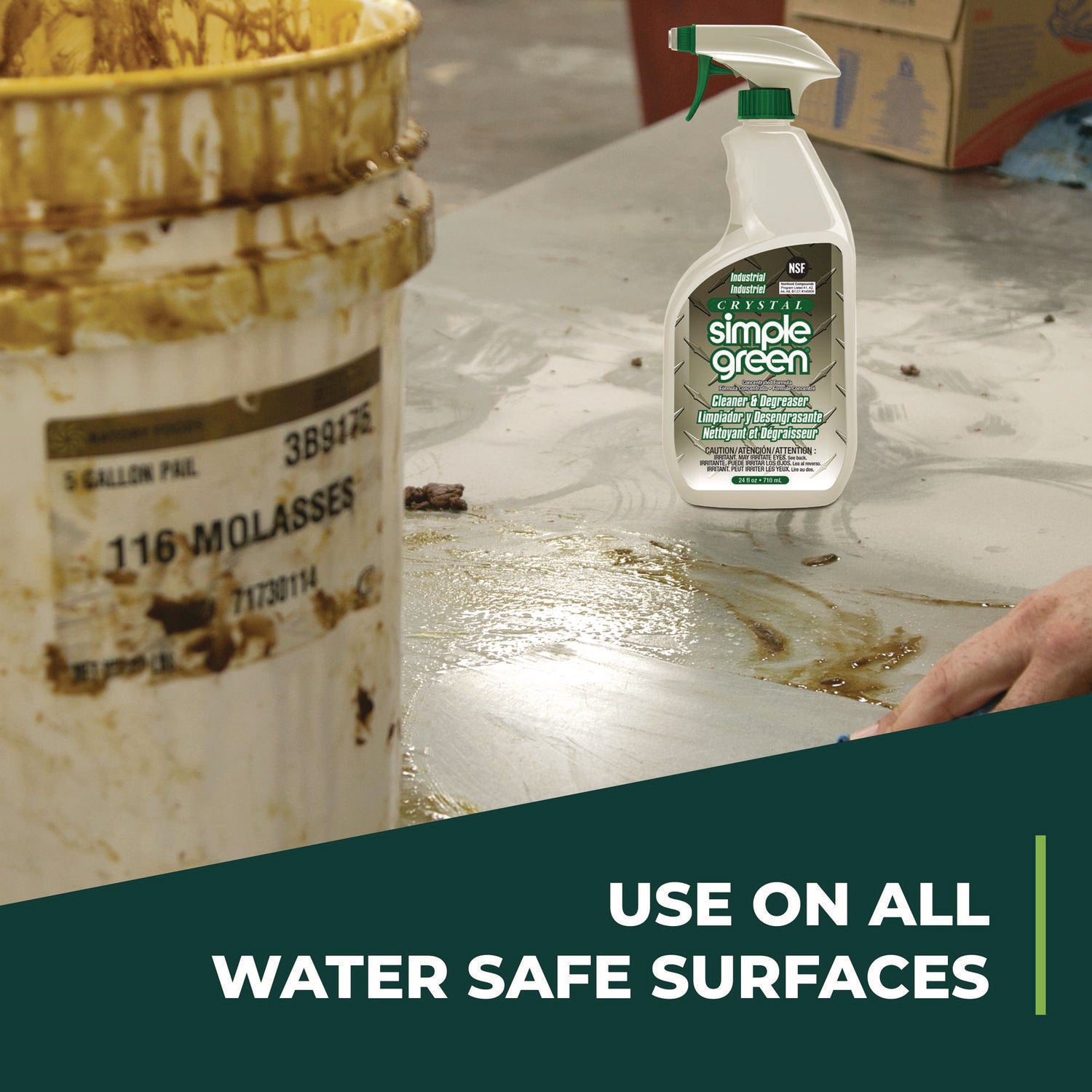 Simple Green Crystal Industrial Cleaner/Degreaser - For Multipurpose - Concentrate - Spray - 24 fl oz (0.8 quart) - Non-flammable, Color-free, Fragrance-free - Clear - 12 / Carton
