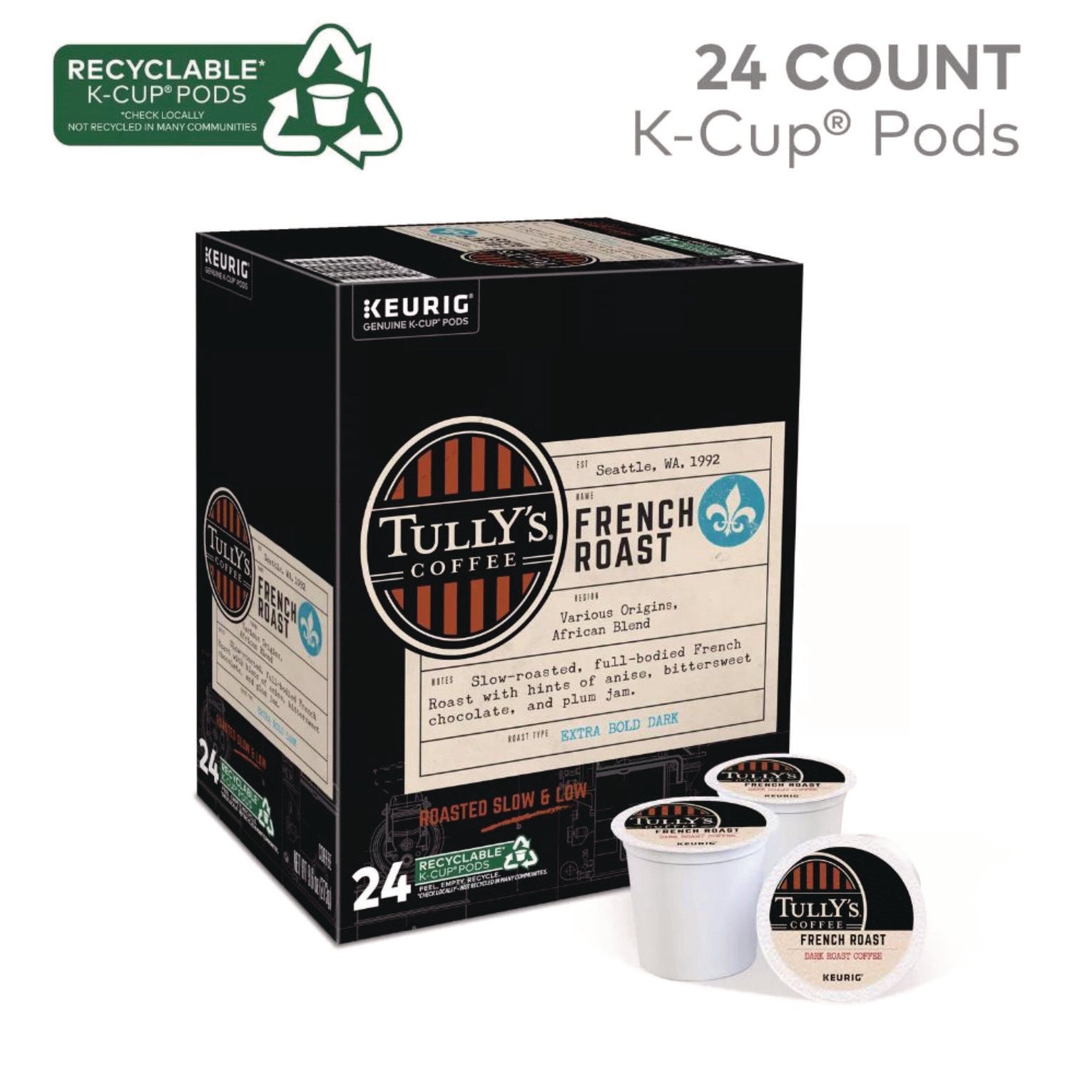Compatible with Keurig Brewer - Regular - Extra Bold Dark - 9.6 oz - 24 K-Cup - K-Cup, Pod - French Roast - Kosher - 24 / Box