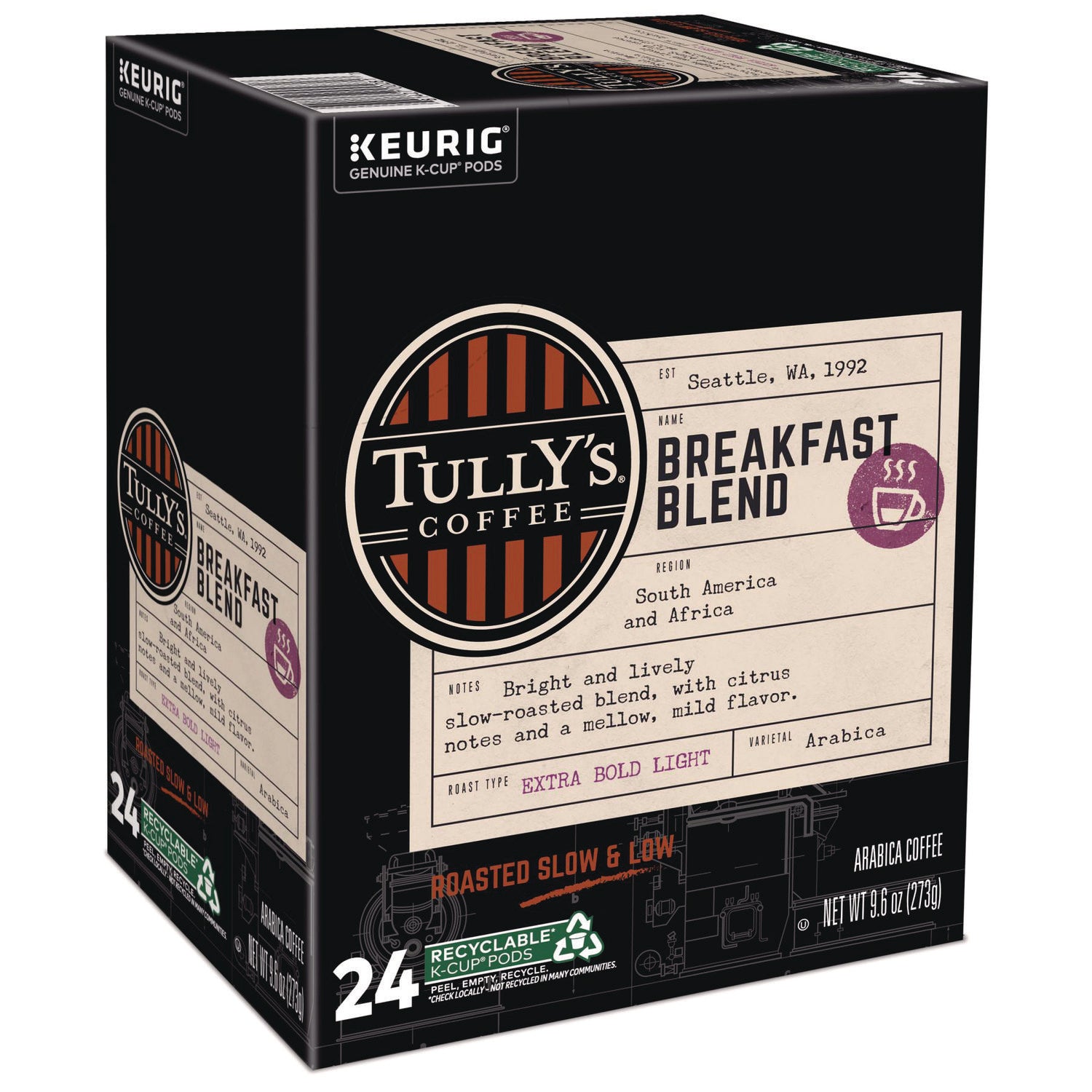 Compatible with Keurig Brewer - Regular - Light - K-Cup, Pod - Breakfast Blend - Kosher - 24 / Box