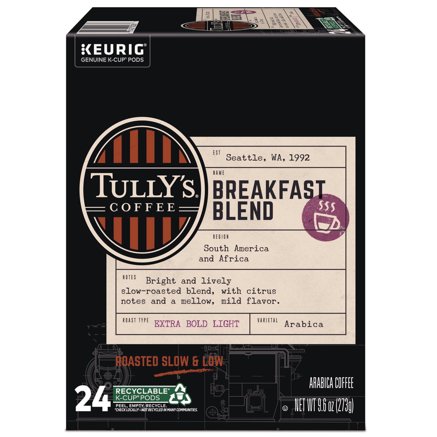 Compatible with Keurig Brewer - Regular - Light - K-Cup, Pod - Breakfast Blend - Kosher - 24 / Box