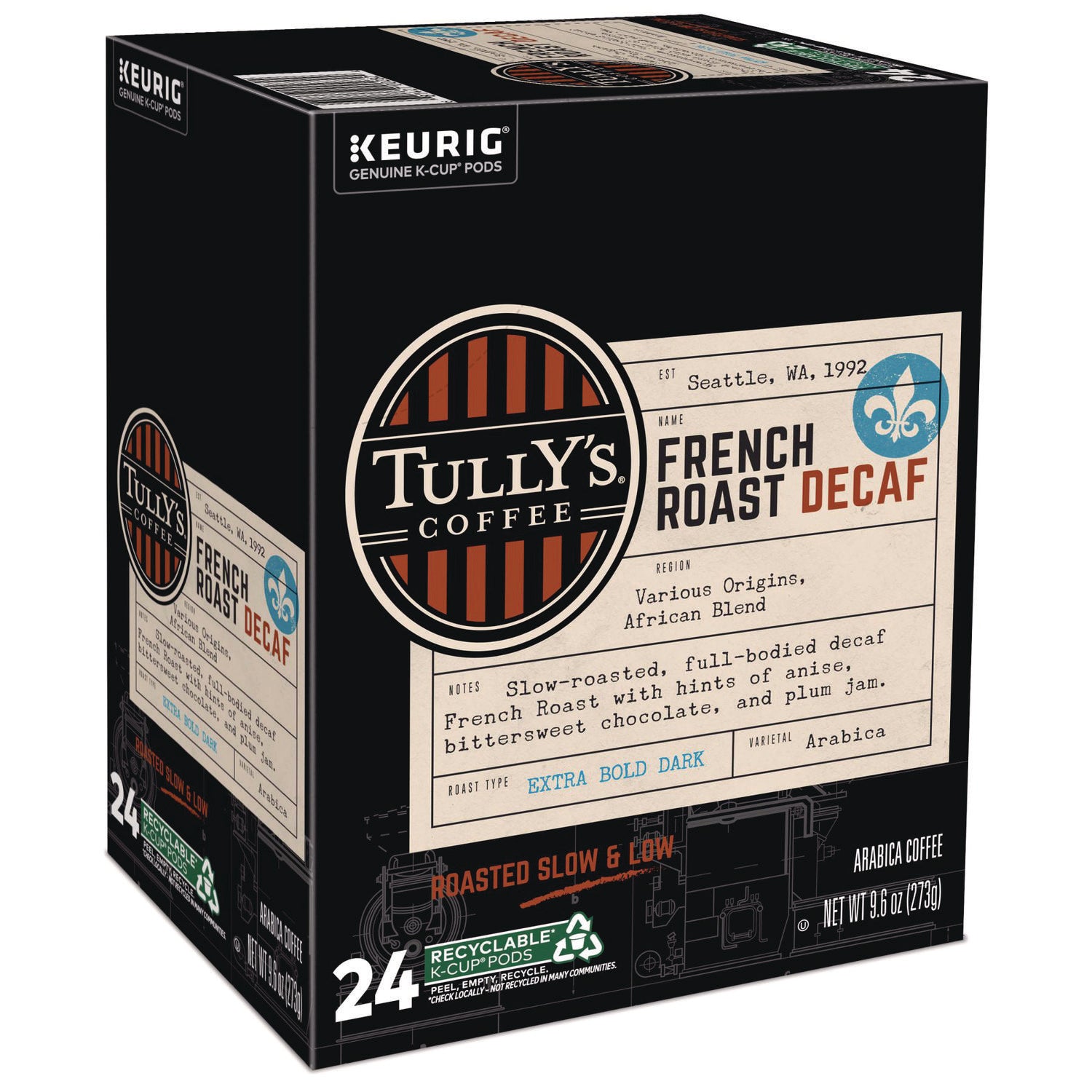 Compatible with Keurig Brewer - Extra Bold Dark - K-Cup - Decaffeinated - 24 / Box