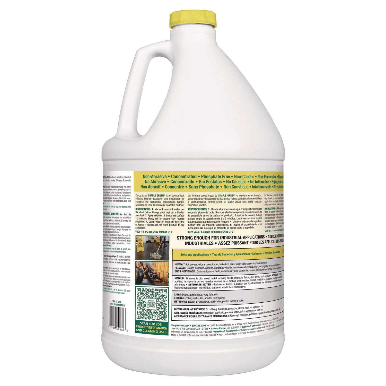 Simple Green Industrial Cleaner/Degreaser - For Washable Surface - Concentrate - 128 fl oz (4 quart) - Lemon Scent - Recommended For: Coffee Remover, Lipstick Remover, Ink Remover, Grease Remover - Non-toxic - Lemon - 1 Each