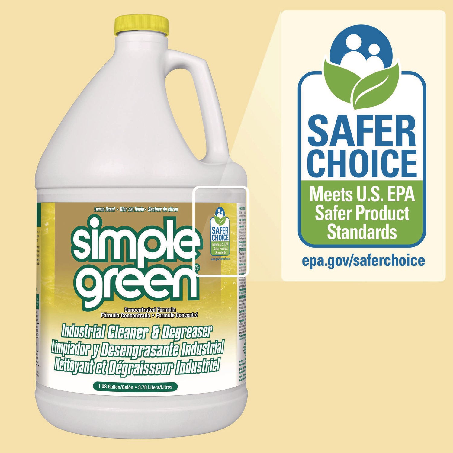 Simple Green Industrial Cleaner/Degreaser - For Washable Surface - Concentrate - 128 fl oz (4 quart) - Lemon Scent - Recommended For: Coffee Remover, Lipstick Remover, Ink Remover, Grease Remover - Non-toxic - Lemon - 1 Each