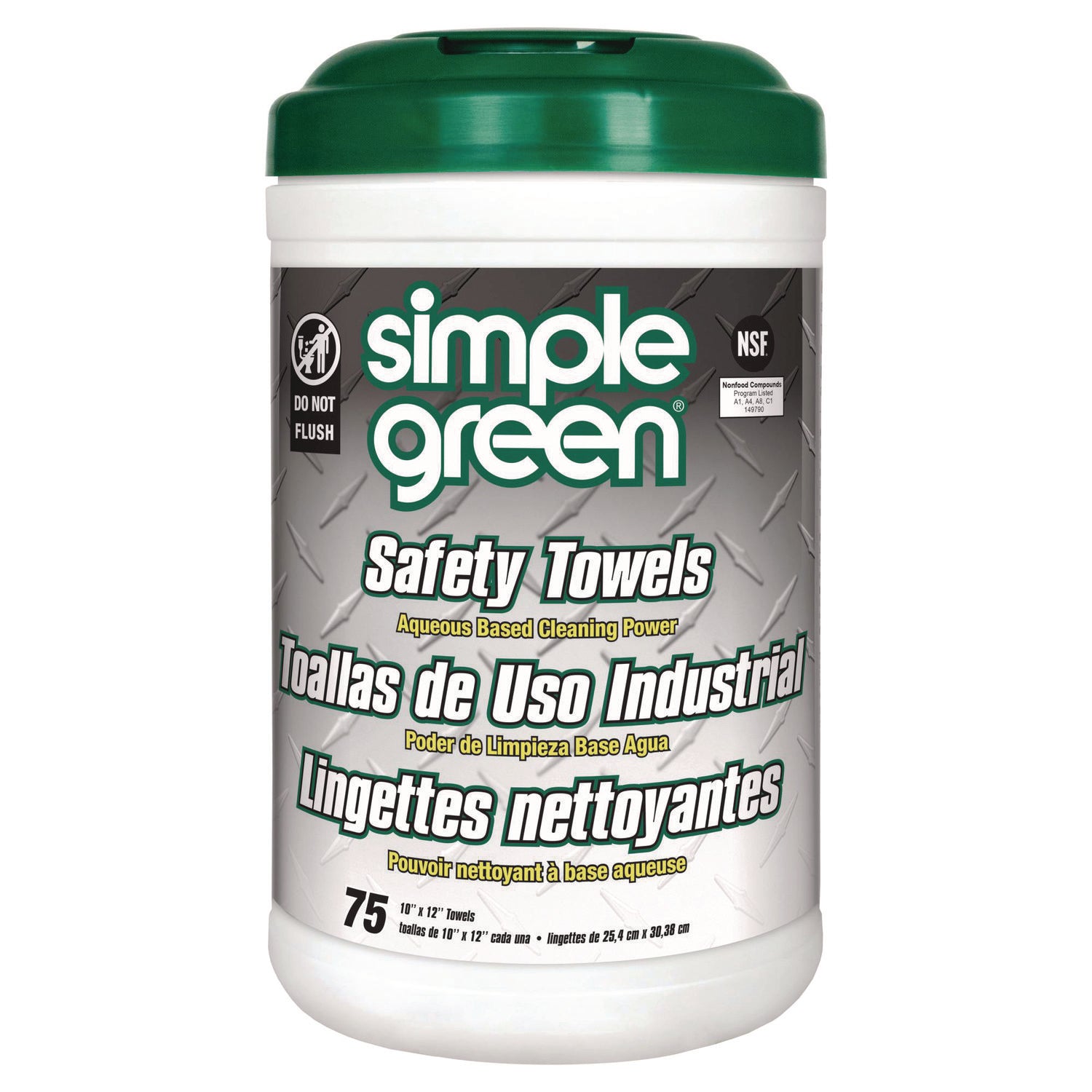 Simple Green Multi-Purpose Cleaning Safety Towels - 10" Width x 11.75" Length - Green - 75/Tub - 1 Each