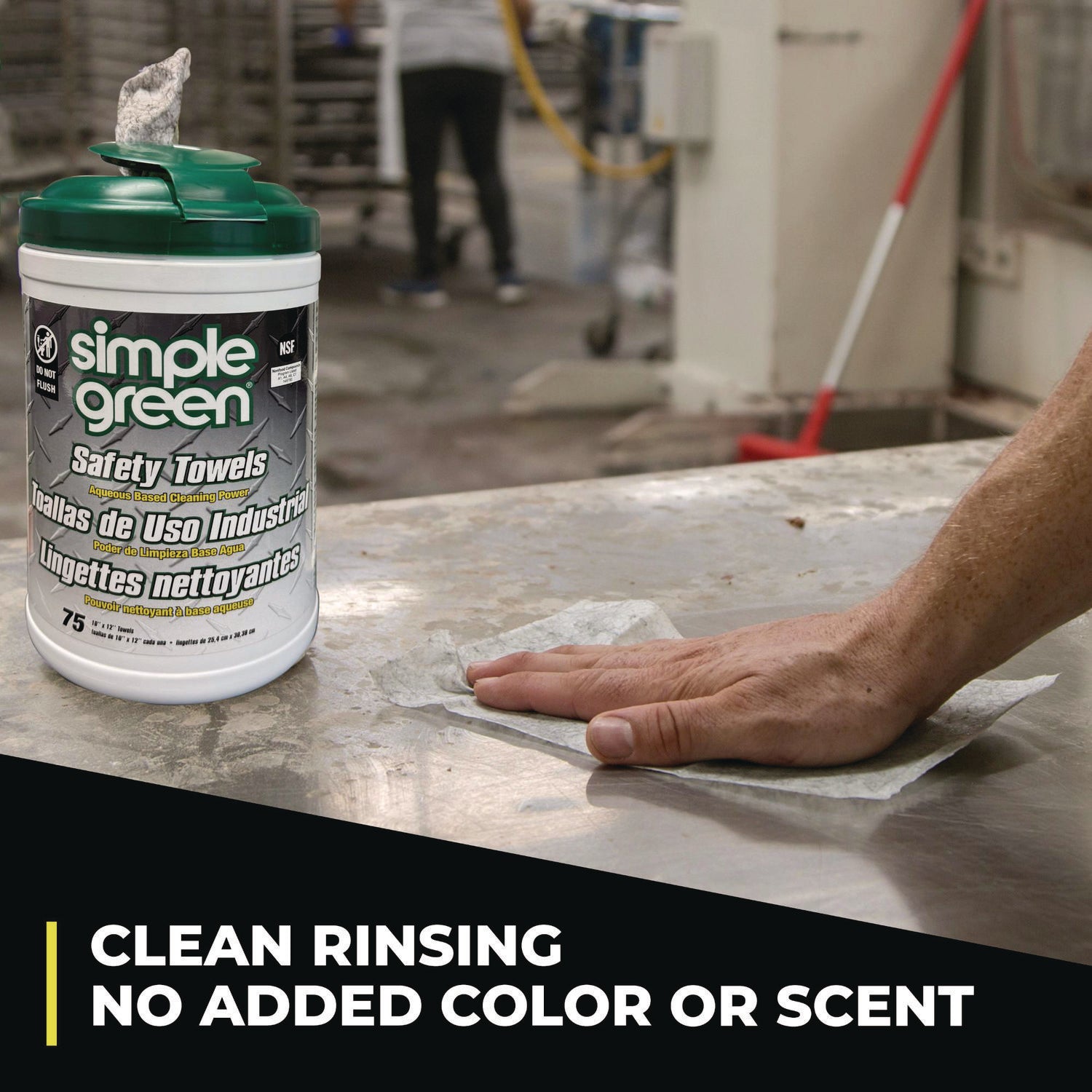 Simple Green Multi-Purpose Cleaning Safety Towels - 10" Width x 11.75" Length - Green - 75/Tub - 1 Each
