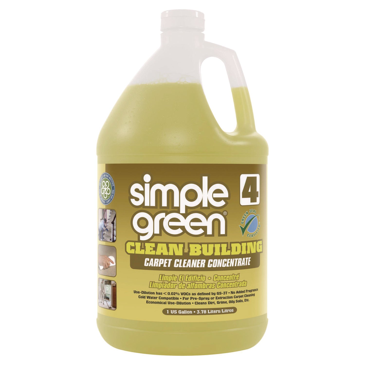 Simple Green Clean Building Carpet Cleaner Concentrate - For Carpet - Concentrate - Liquid - 128 fl oz (4 quart) - Non-flammable, Fragrance-free - Sand - 1 Each