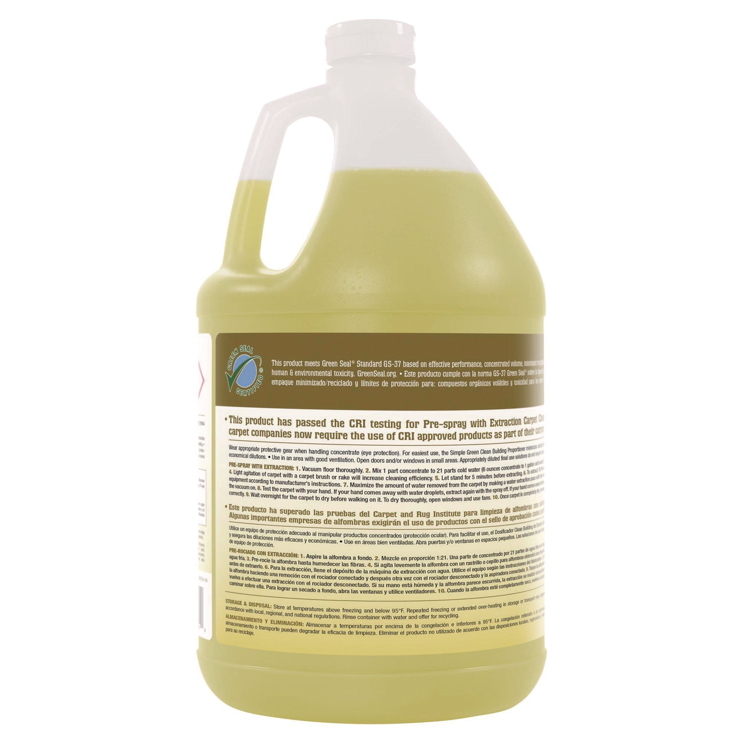 Simple Green Clean Building Carpet Cleaner Concentrate - For Carpet - Concentrate - Liquid - 128 fl oz (4 quart) - Non-flammable, Fragrance-free - Sand - 1 Each