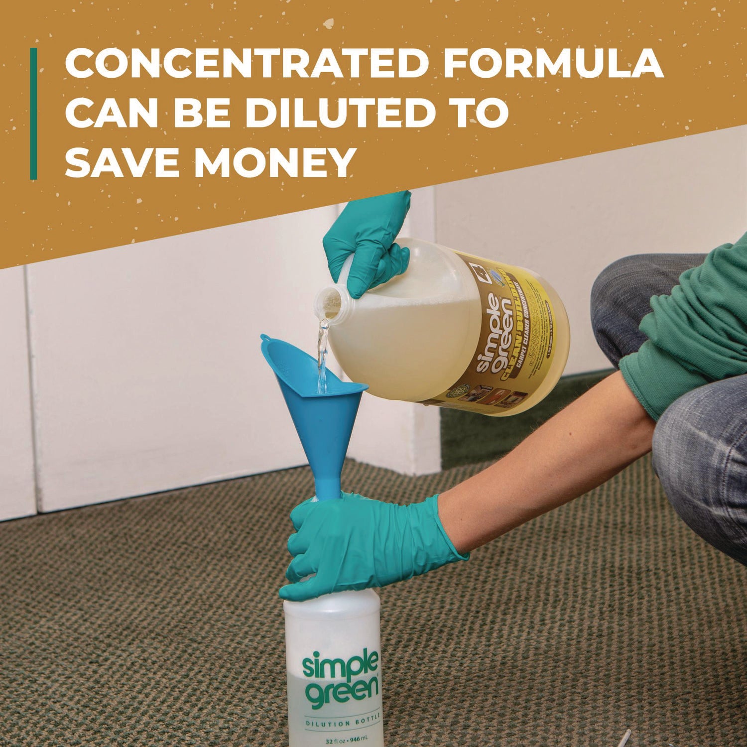 Simple Green Clean Building Carpet Cleaner Concentrate - For Carpet - Concentrate - Liquid - 128 fl oz (4 quart) - Non-flammable, Fragrance-free - Sand - 1 Each