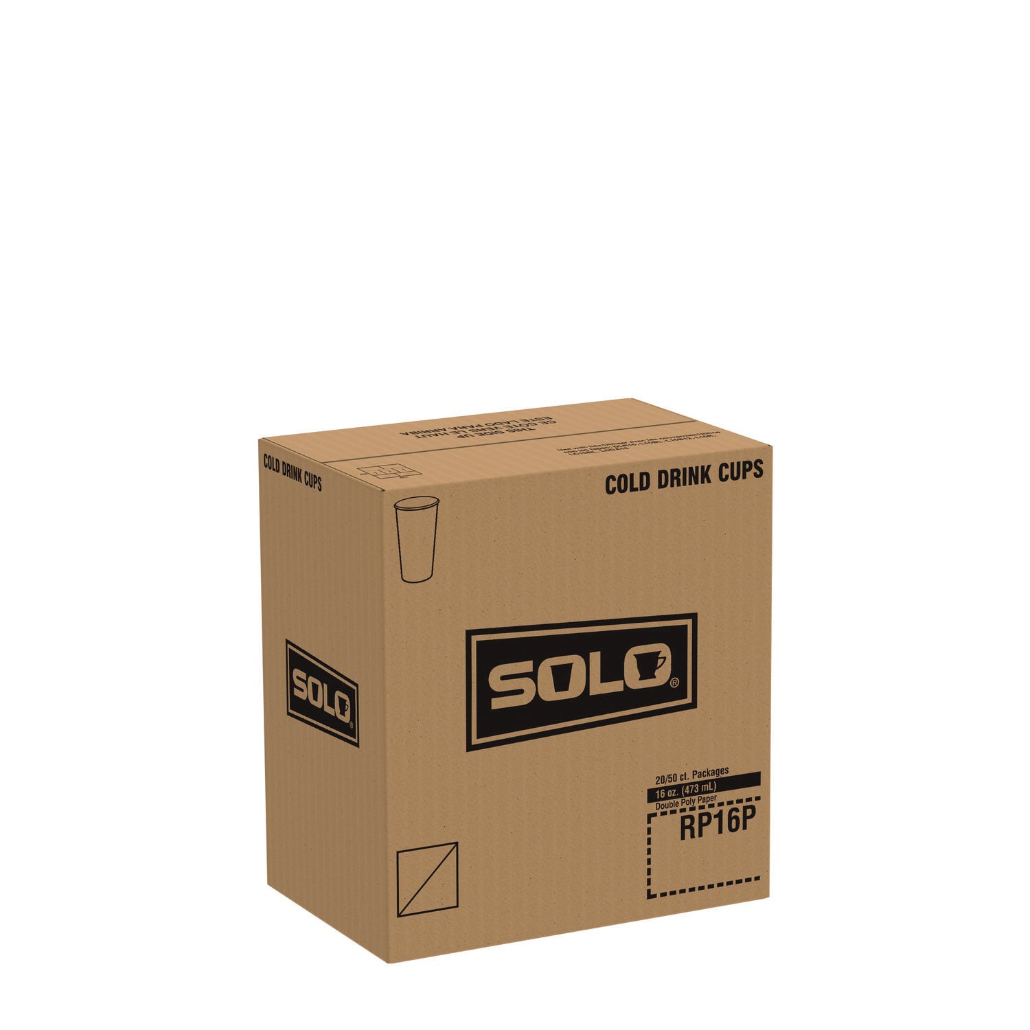 Double Sided Poly (DSP) Paper Cold Cups, 16 oz, White, 50 Cups/Sleeve, 20 Sleeves/Carton