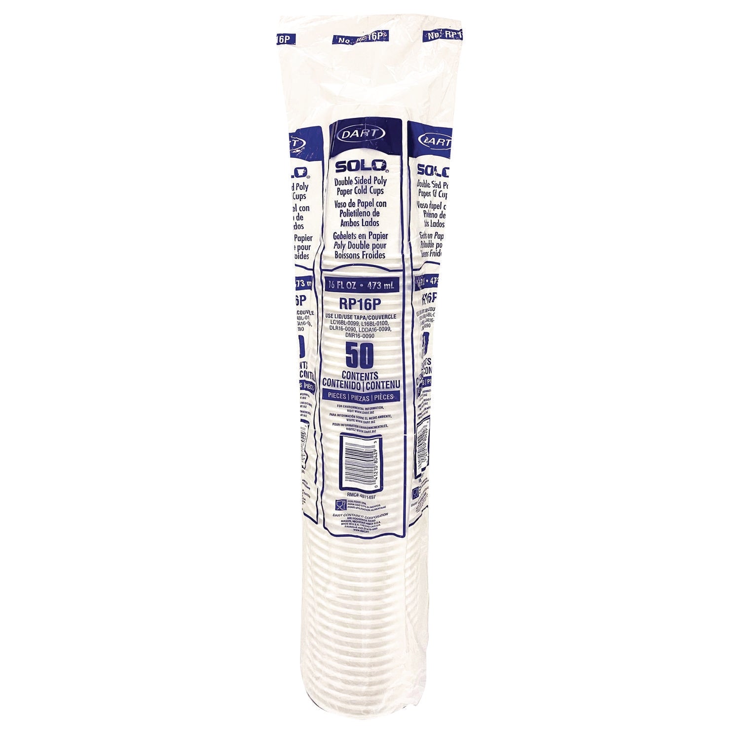 Double Sided Poly (DSP) Paper Cold Cups, 16 oz, White, 50 Cups/Sleeve, 20 Sleeves/Carton