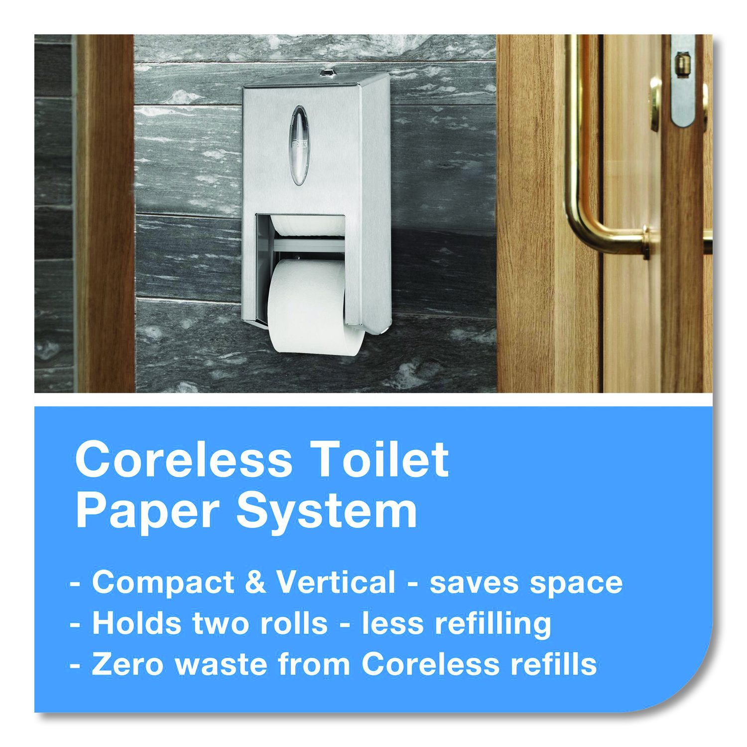 Optiserve Stainless Steel Two-Roll Coreless Toilet Paper Dispenser, 5.87 X 5.63 X 12.8, Stainless Steel