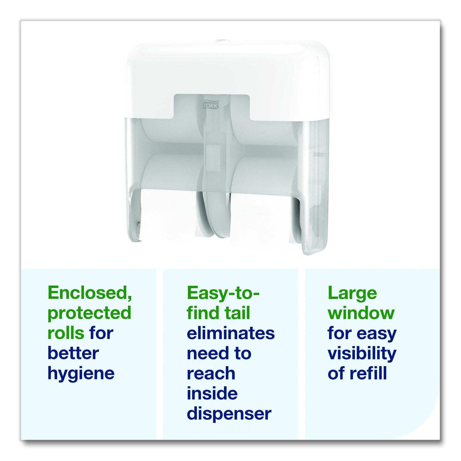 Optiserve Four-Roll Coreless Toilet Paper Dispenser, 12.6 X 6.85 X 12.71, White