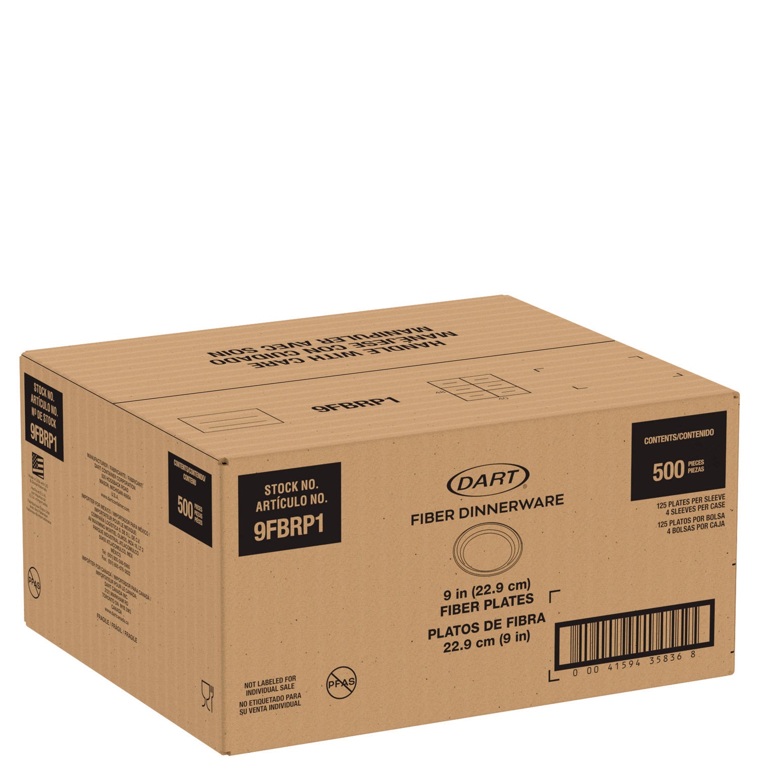 Compostable Molded Fiber Dinnerware, ProPlanet Seal, Plate, 9" dia, Natural, 500/Carton