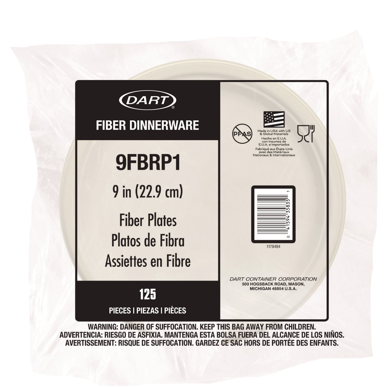 Compostable Molded Fiber Dinnerware, ProPlanet Seal, Plate, 9" dia, Natural, 500/Carton