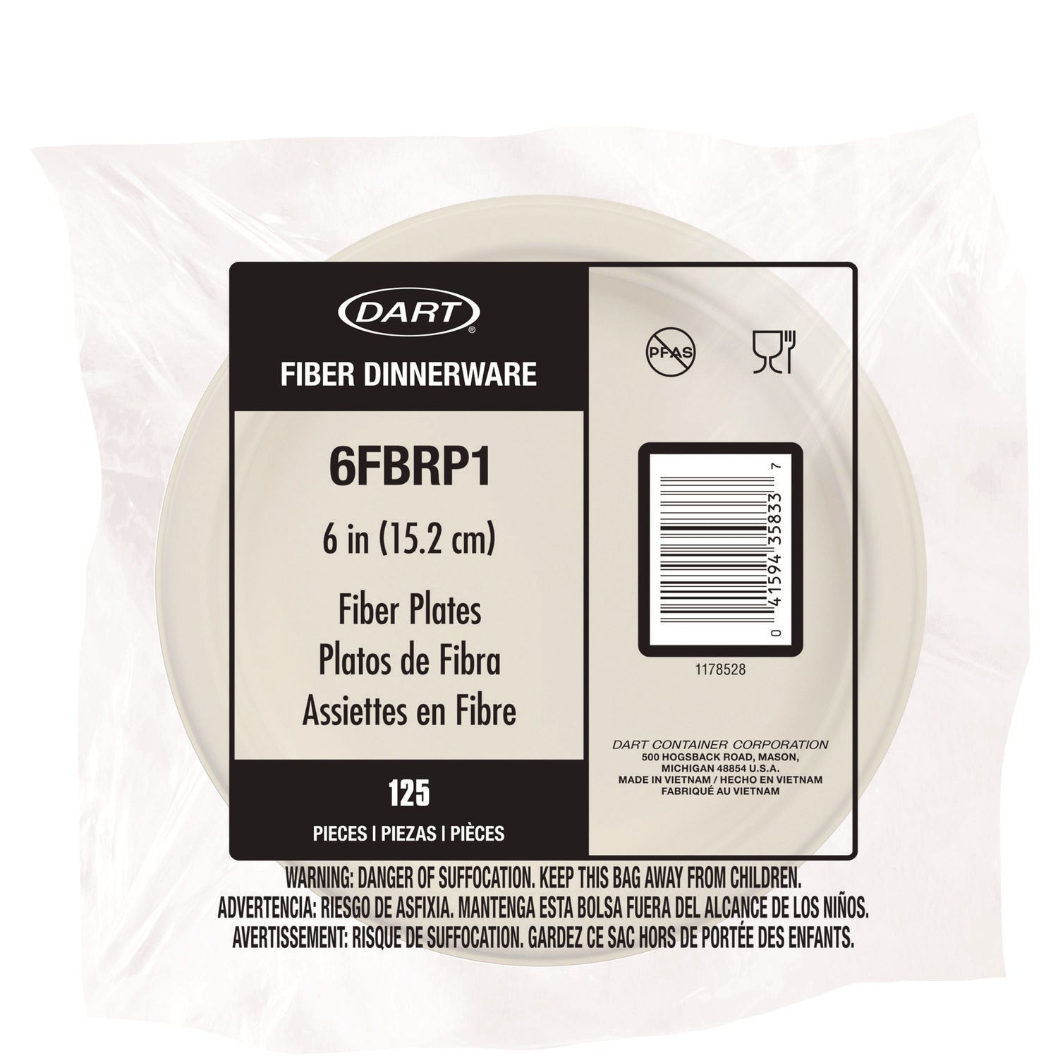 Compostable Molded Fiber Dinnerware, ProPlanet Seal, Plate, 6" dia, Natural, 1,000/Carton