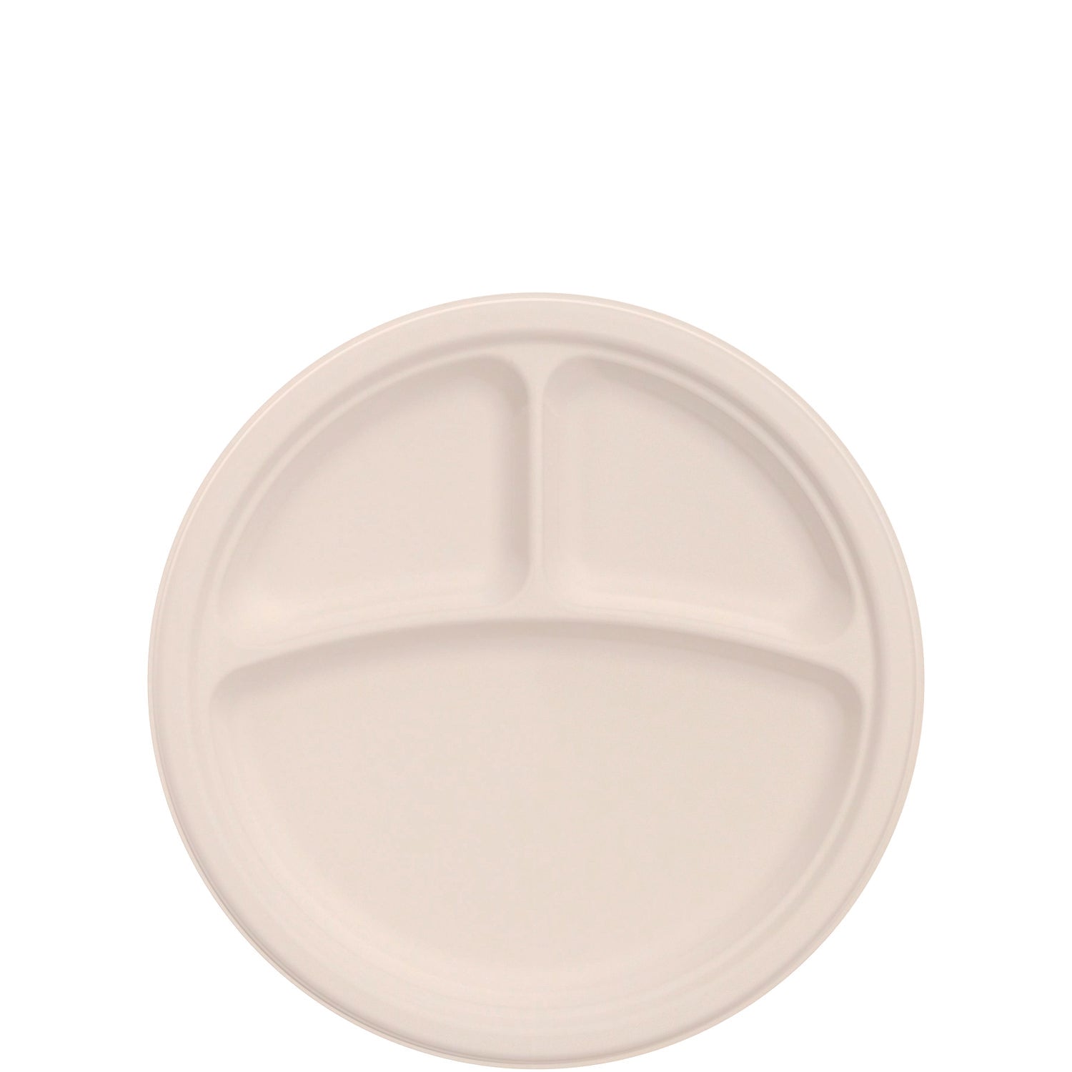 Compostable Molded Fiber Dinnerware, ProPlanet Seal, 3-Compartment Plate, 9" dia, Natural, 500/Carton