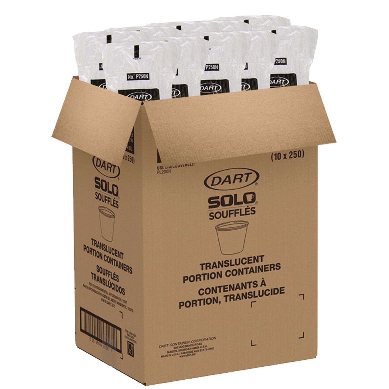 Portion Containers, 2.5 oz, Plastic, Translucent, 2,500/Carton