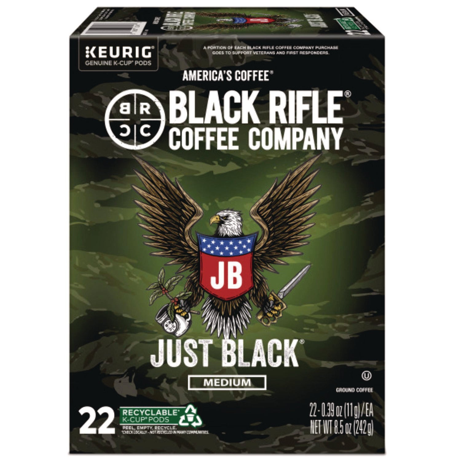 Compatible with Keurig K-Cup Brewer - Medium - K-Cup - Just Black - Kosher - 22 / Box