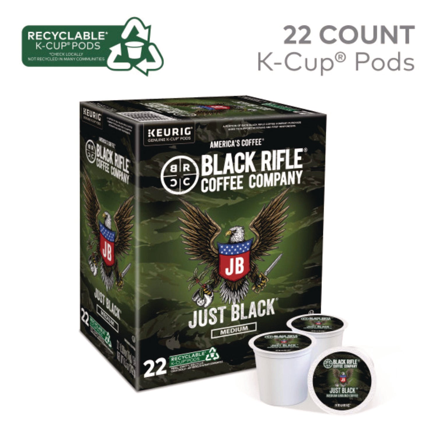 Compatible with Keurig K-Cup Brewer - Medium - K-Cup - Just Black - Kosher - 22 / Box
