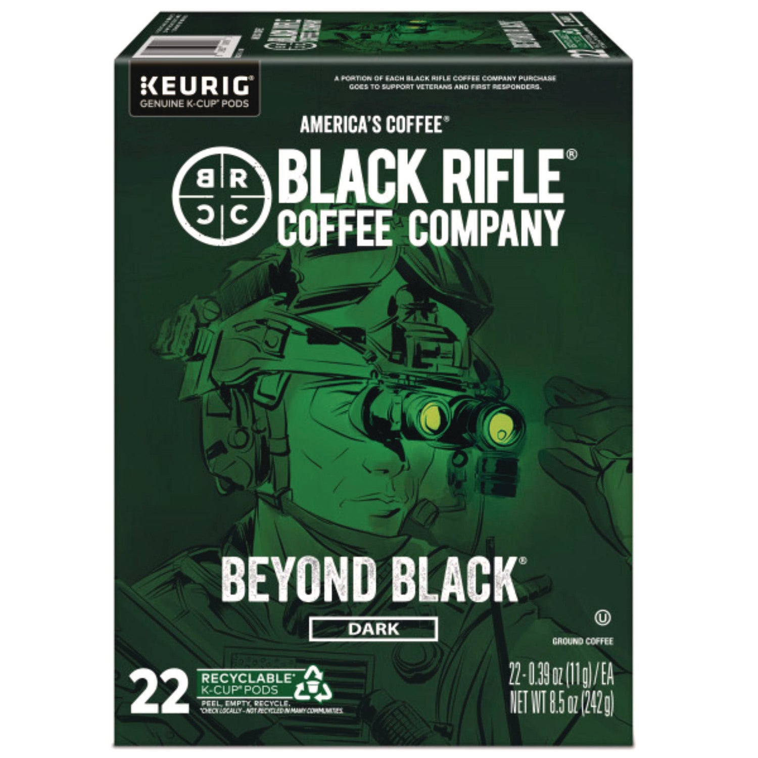 Compatible with Keurig Brewer - Dark - 22 K-Cup - K-Cup, Pod - Beyond Black - Kosher - 4 / Carton