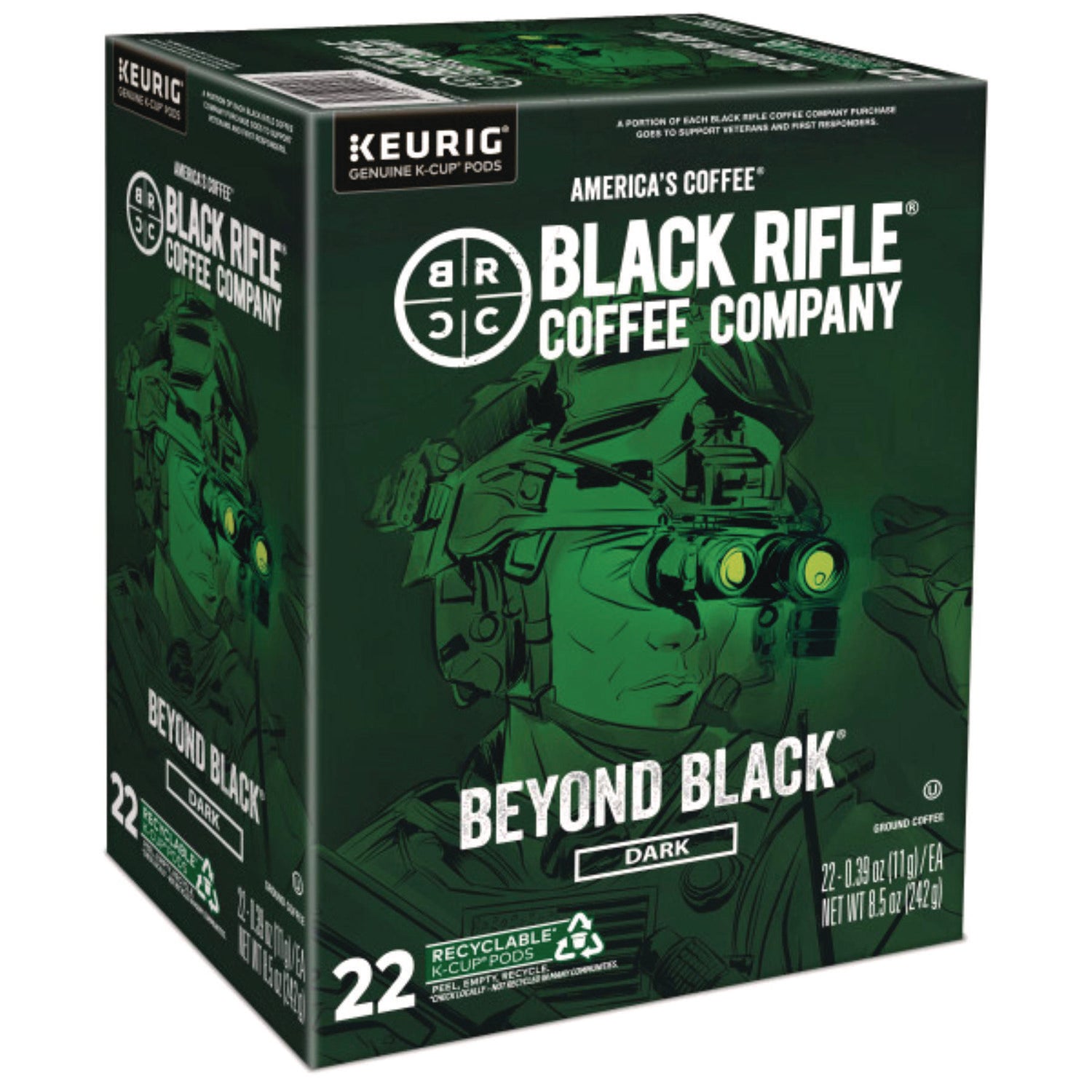 Compatible with Keurig Brewer - Dark - 22 K-Cup - K-Cup, Pod - Beyond Black - Kosher - 4 / Carton