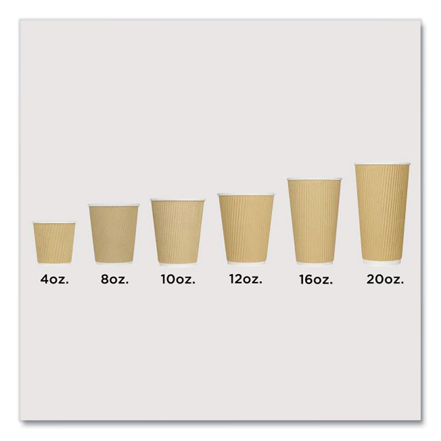 Ripple Hot Cups, 10 oz, Paper, Kraft/White, 500/Carton