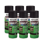 Camouflage Spray Paint, Flat Black, 12 oz Aerosol Can, 6/Carton
