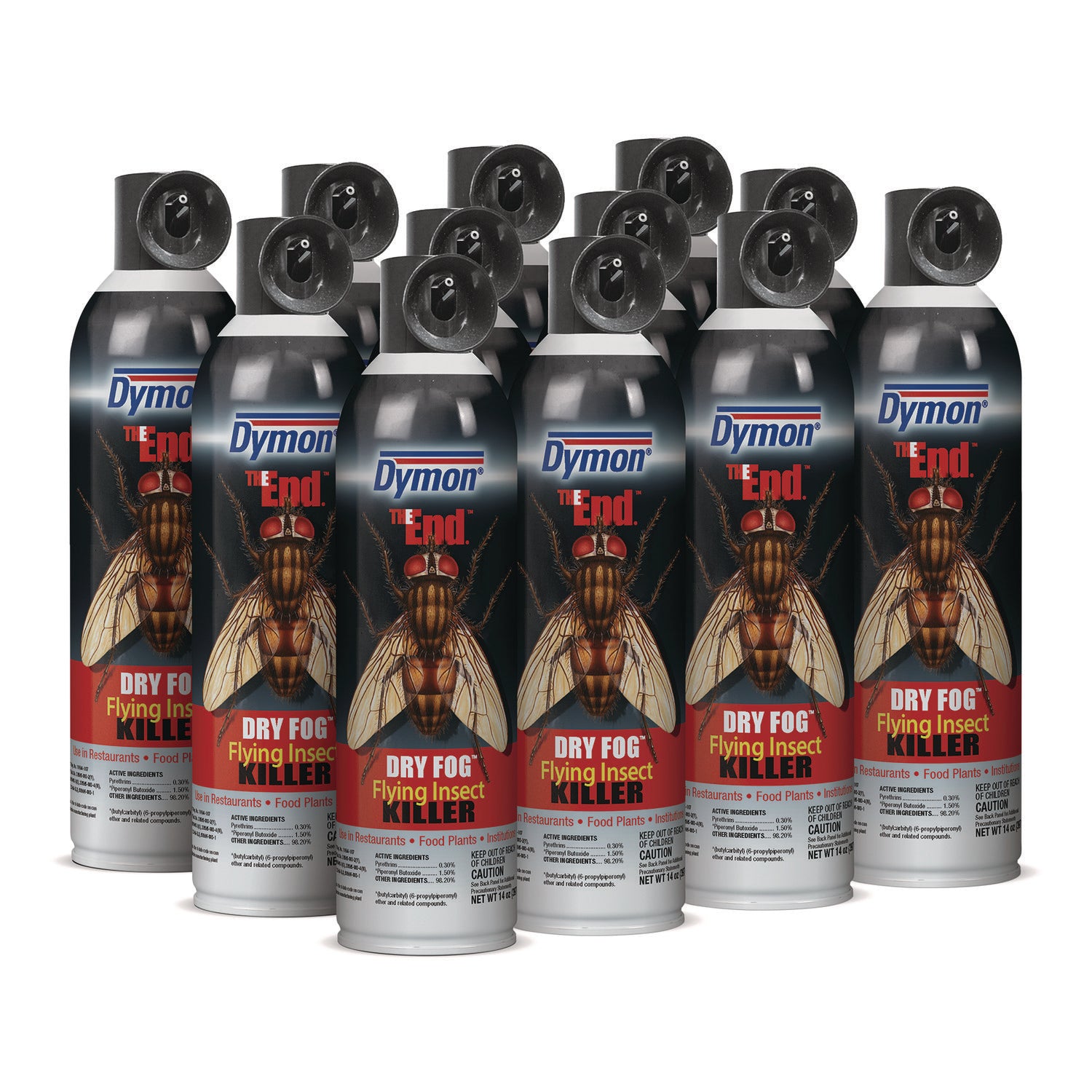 The End. Dry Fog Flying Insect Killer, 14 oz Aerosol Spray, 12/Carton