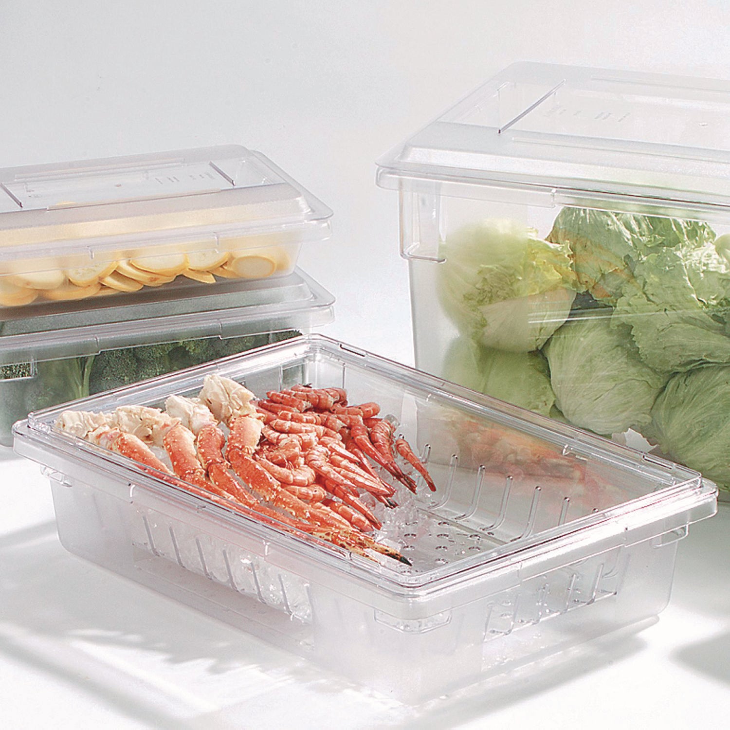 StorPlus Polycarbonate Food Storage Container Colander, 18 x 26, Clear, Plastic