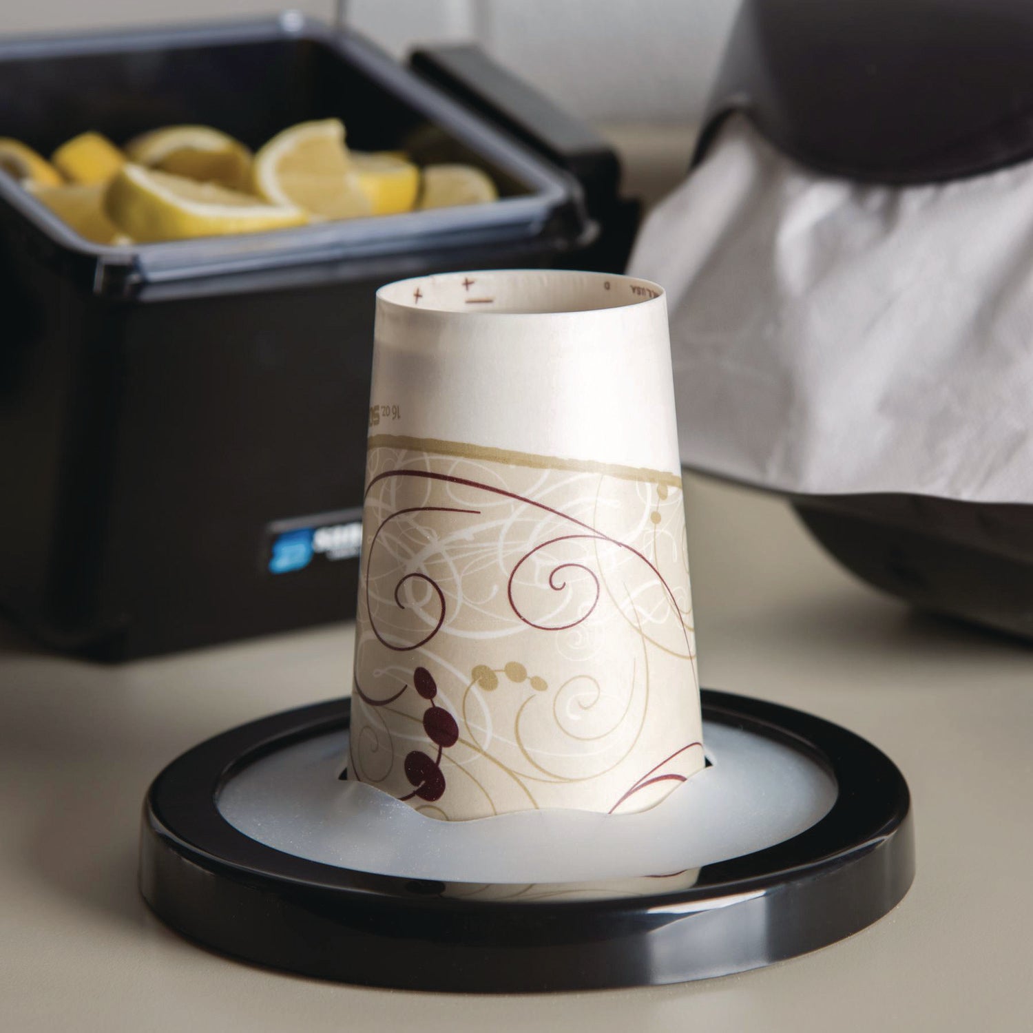 EZ-FIT ONE-SIZE-FITS-ALL CUP DISPENSER, FOR 8 OZ TO 46 OZ CUPS, BLACK