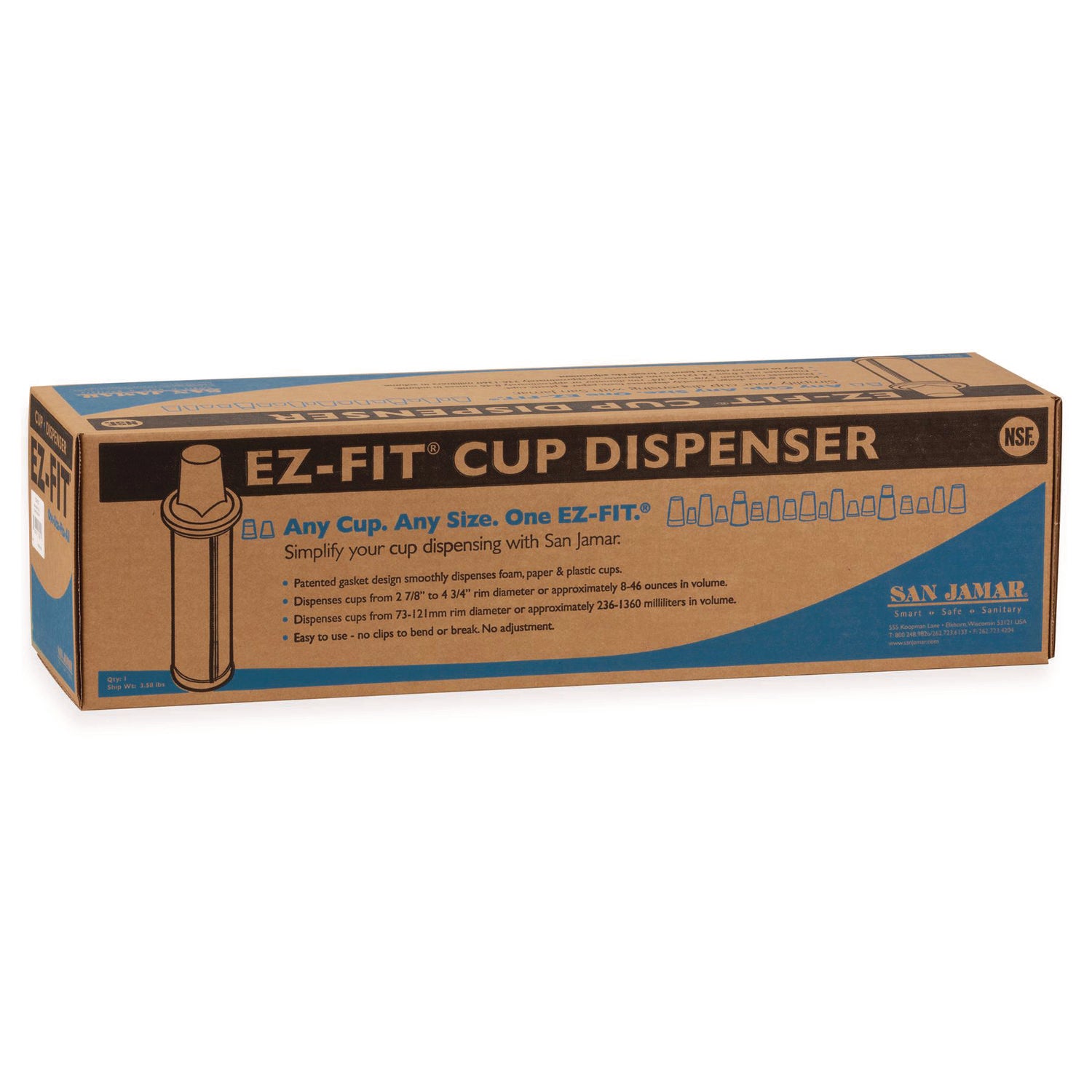 EZ-FIT ONE-SIZE-FITS-ALL CUP DISPENSER, FOR 8 OZ TO 46 OZ CUPS, BLACK
