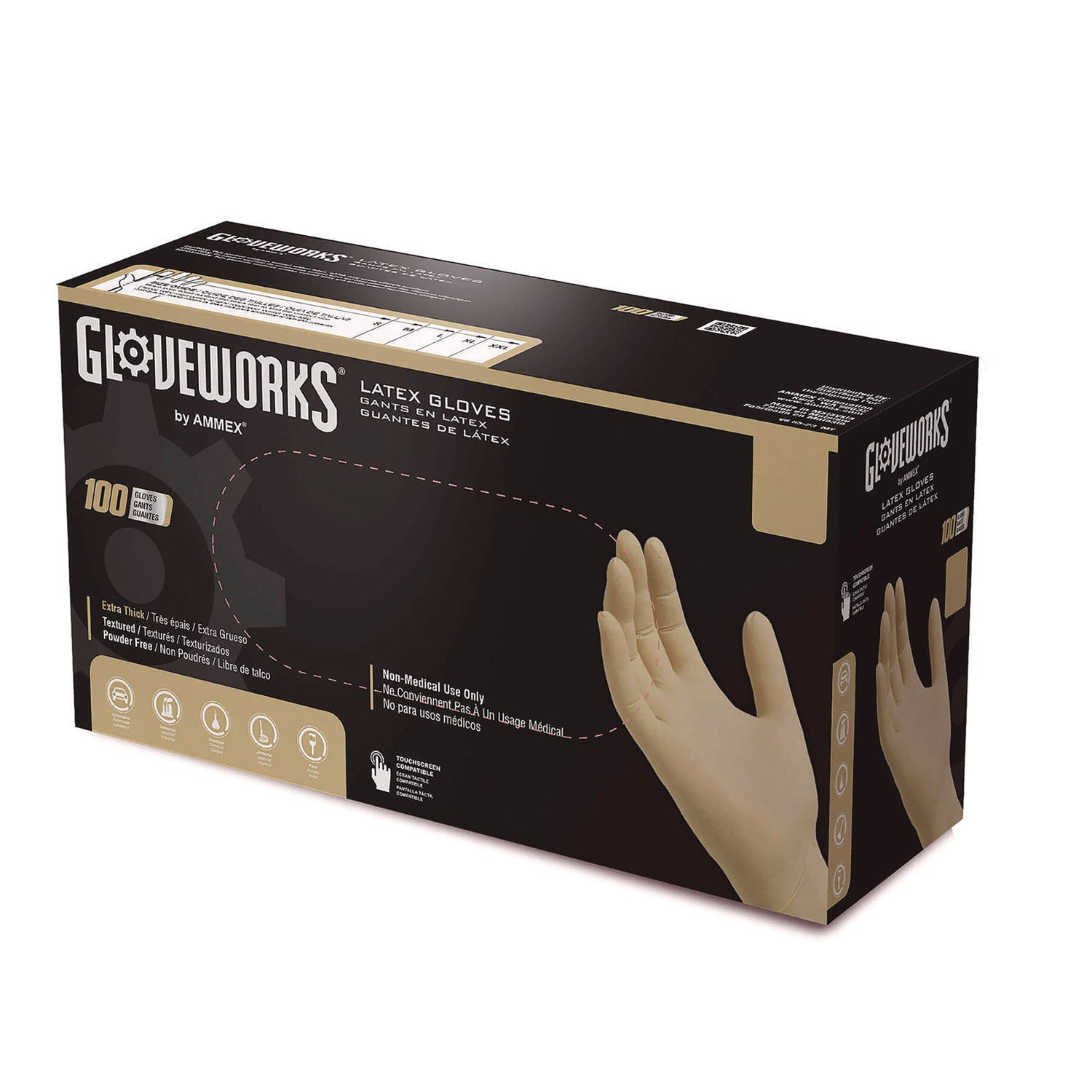 Latex Disposable Gloves, Extra Thick. 6 mil, X-Large, Ivory, 100 Gloves/Box, 10 Boxes/Carton