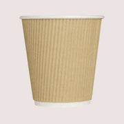 Ripple Hot Cups, 10 oz, Paper, Kraft/White, 500/Carton