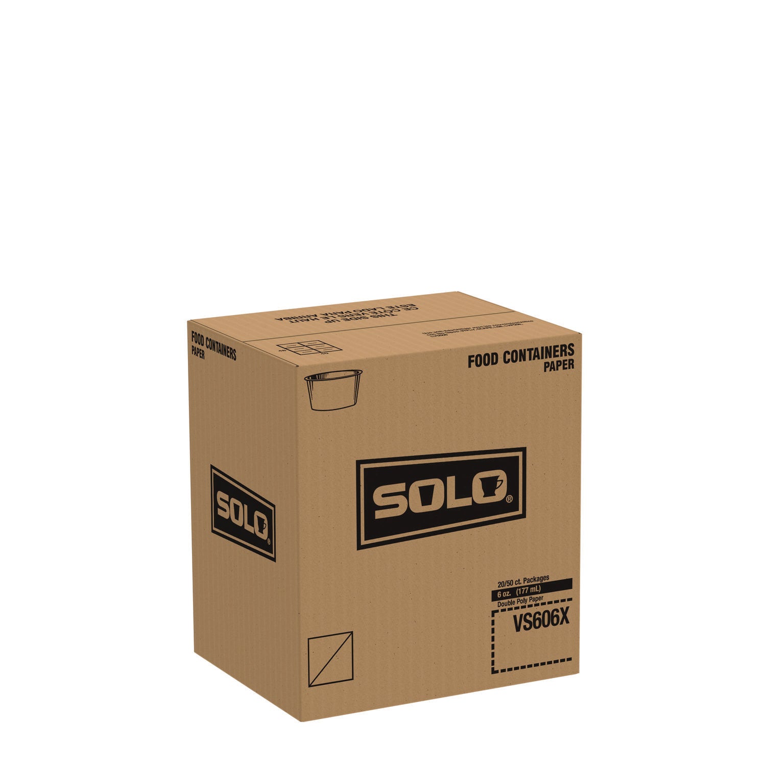 Double Poly Paper Food Container, 6 oz, 3.83" Diameter x 1.99" h, White, 1,000/Carton