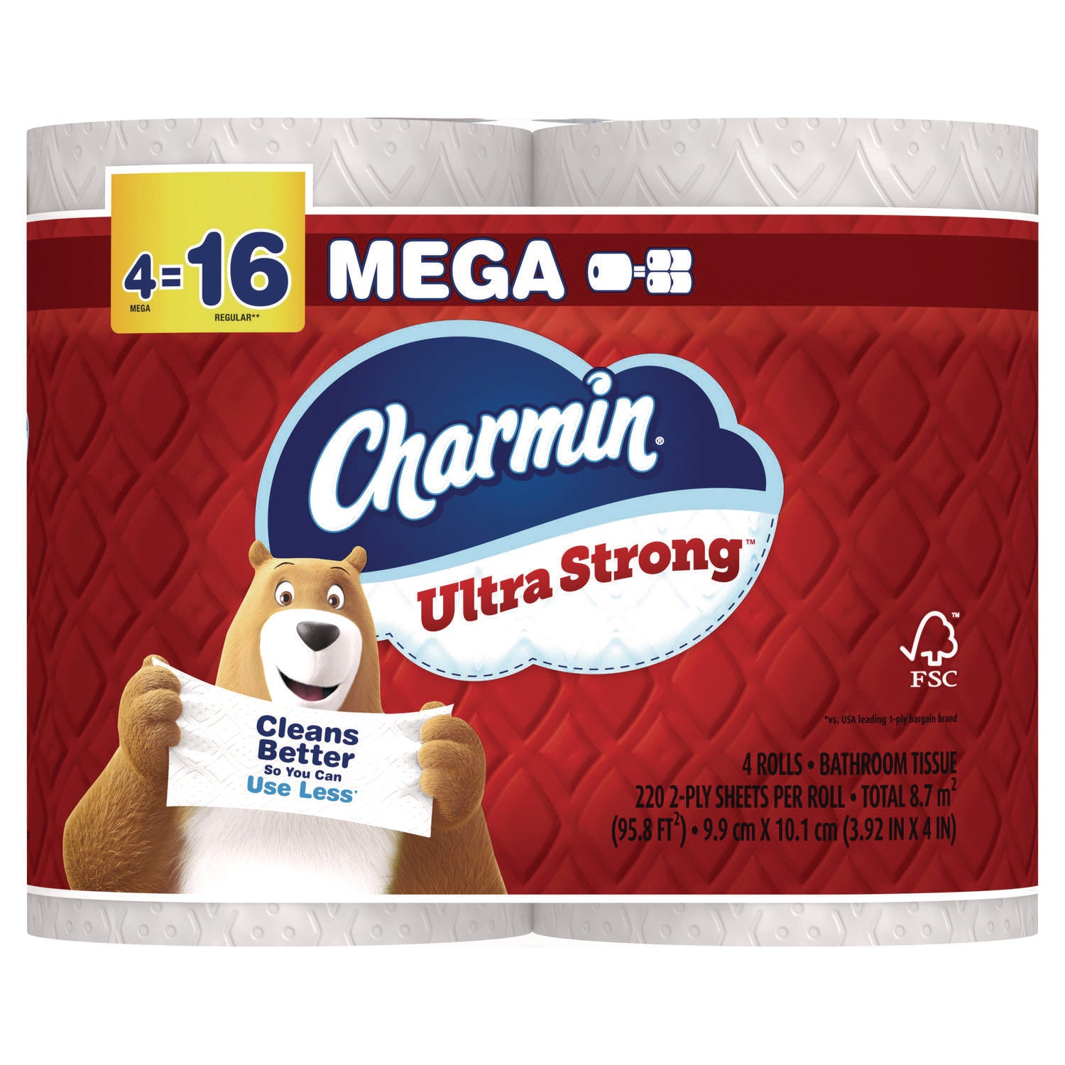 Charmin Mega Roll Bath Tissue - 2 Ply - Mega - 200 Sheets/Roll - White - 8 / Carton
