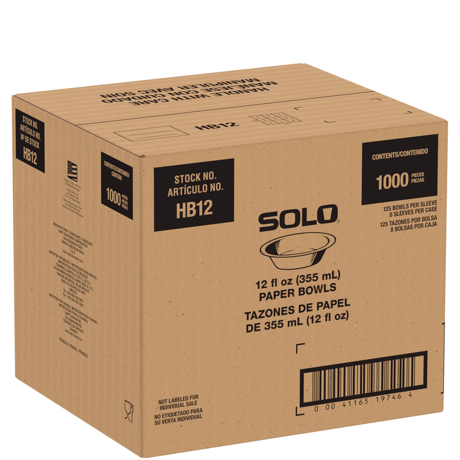 Compostable Paper Dinnerware, ProPlanet Seal, Bowl, 12 oz, White, 1,000/Carton