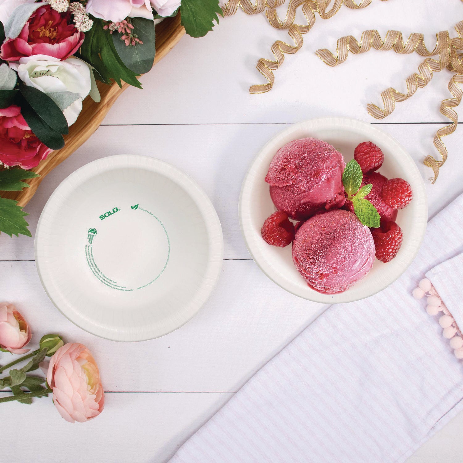 Compostable Paper Dinnerware, ProPlanet Seal, Bowl, 12 oz, White, 1,000/Carton