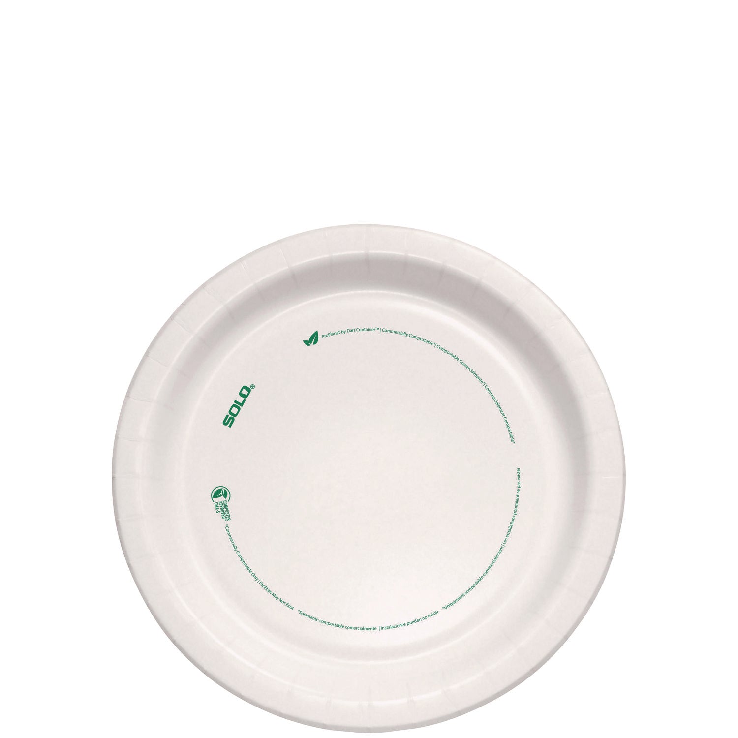 Compostable Paper Dinnerware, ProPlanet Seal, Plates, 8.5" dia, White, 500/Carton