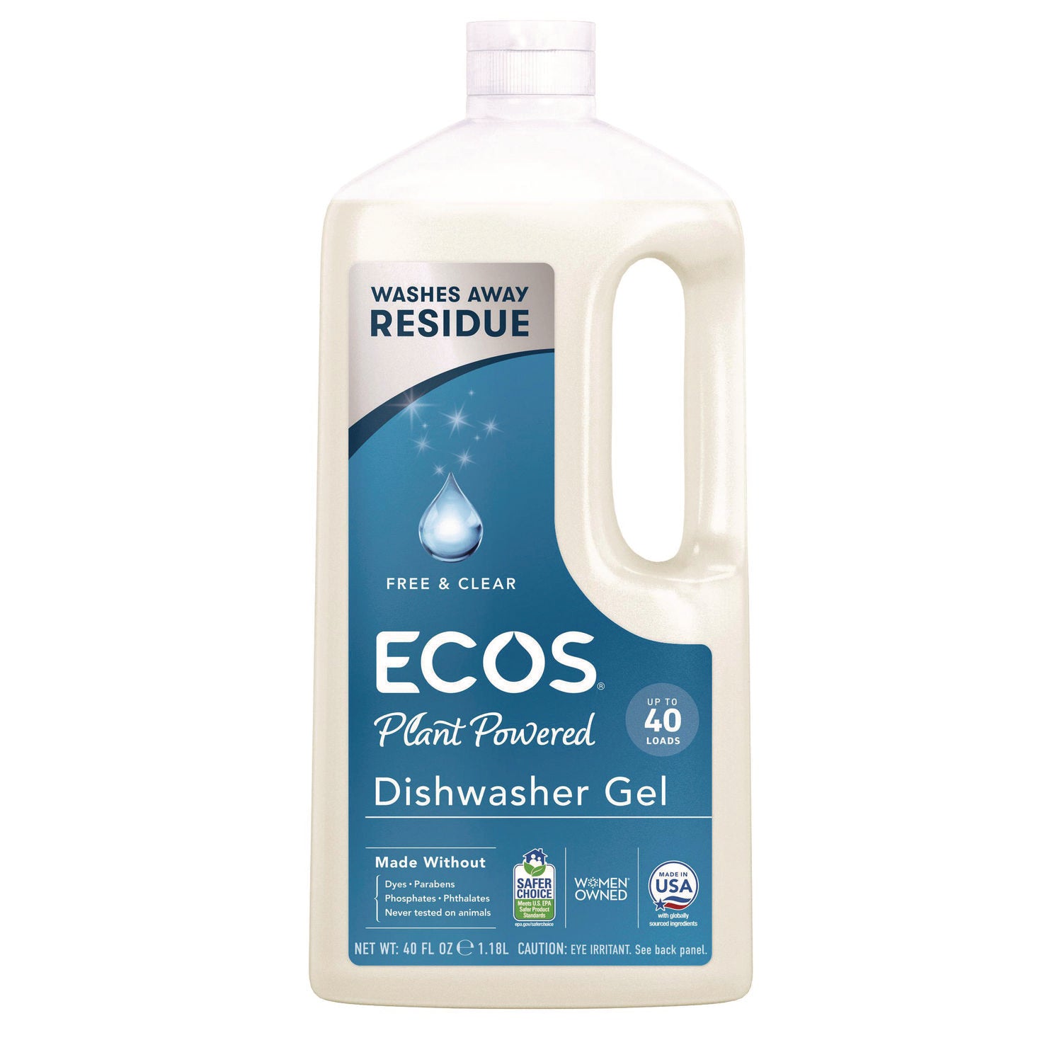 Automatic Dishwasher Gel, Free and Clear, 40 oz Bottle, 8/Carton