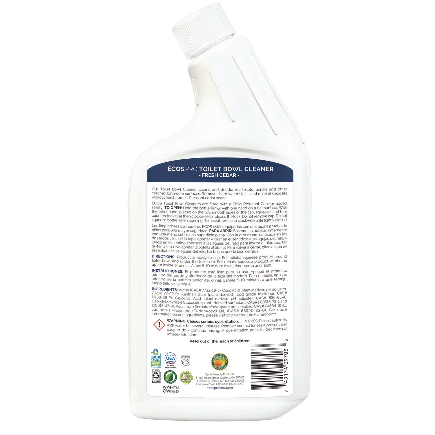 Toilet Bowl Cleaner, Fresh Cedar Scent, 24 oz Squeeze Bottle, 6/Carton