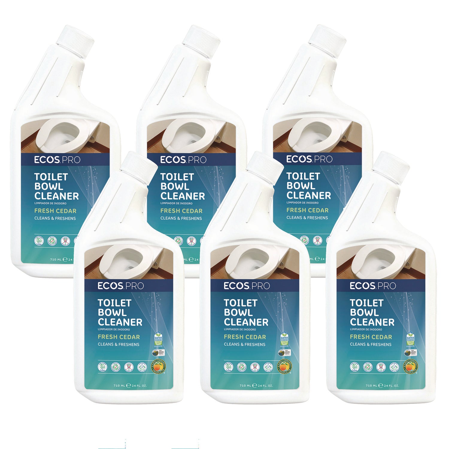 Toilet Bowl Cleaner, Fresh Cedar Scent, 24 oz Squeeze Bottle, 6/Carton