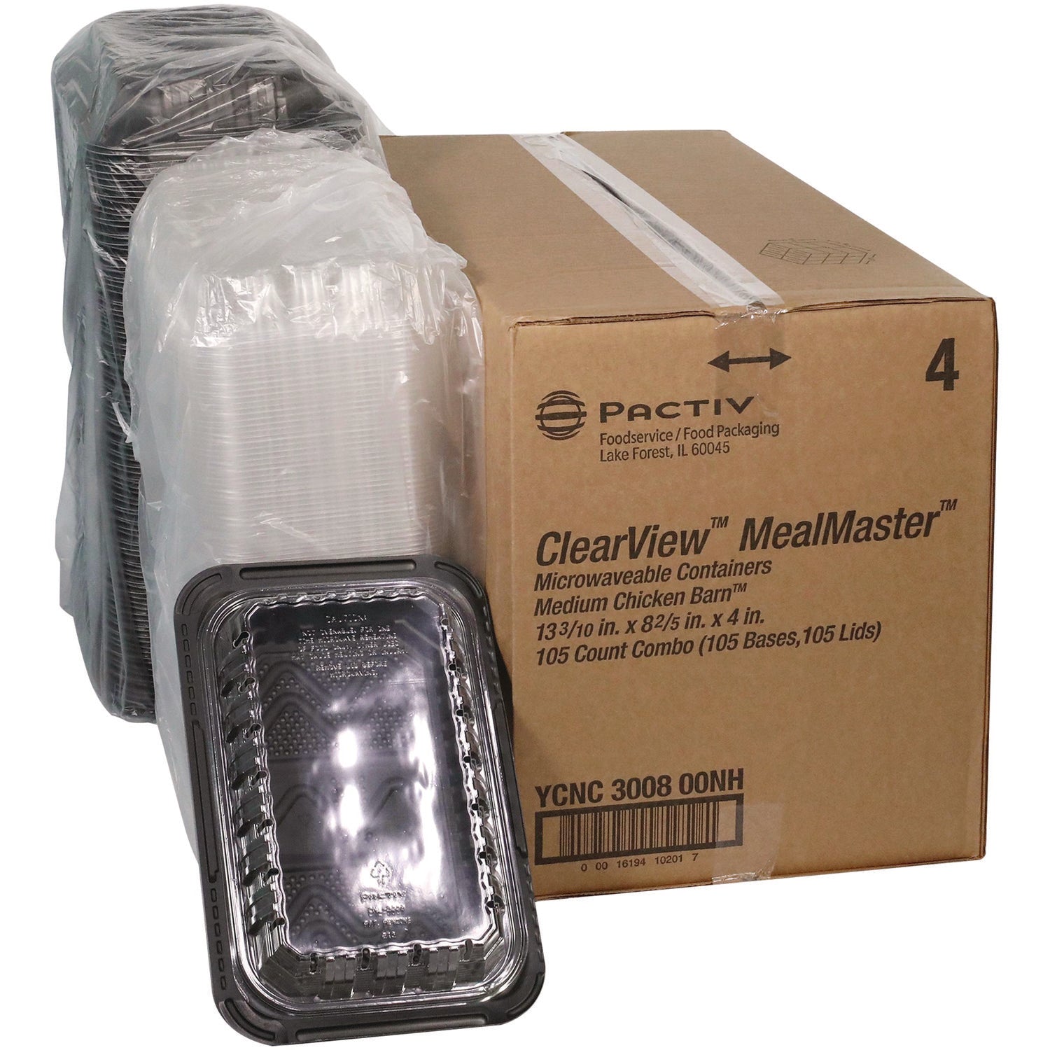 ClearView MealMaster Chicken Barn, 13.3 x 8.4 x 4, Black/Clear, Plastic, 105/Carton