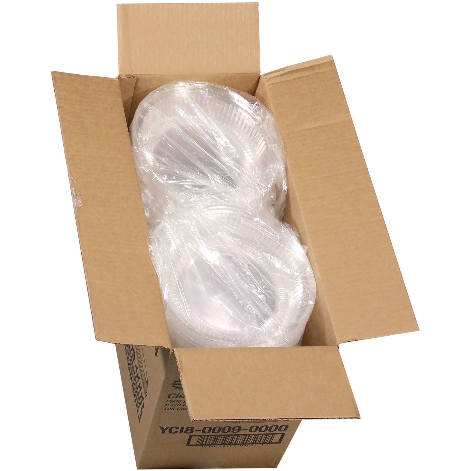 ClearView Dome-Style Lid with Tabs, 8.75" Diameter x 0.8" h, Clear, Plastic, 126/Carton