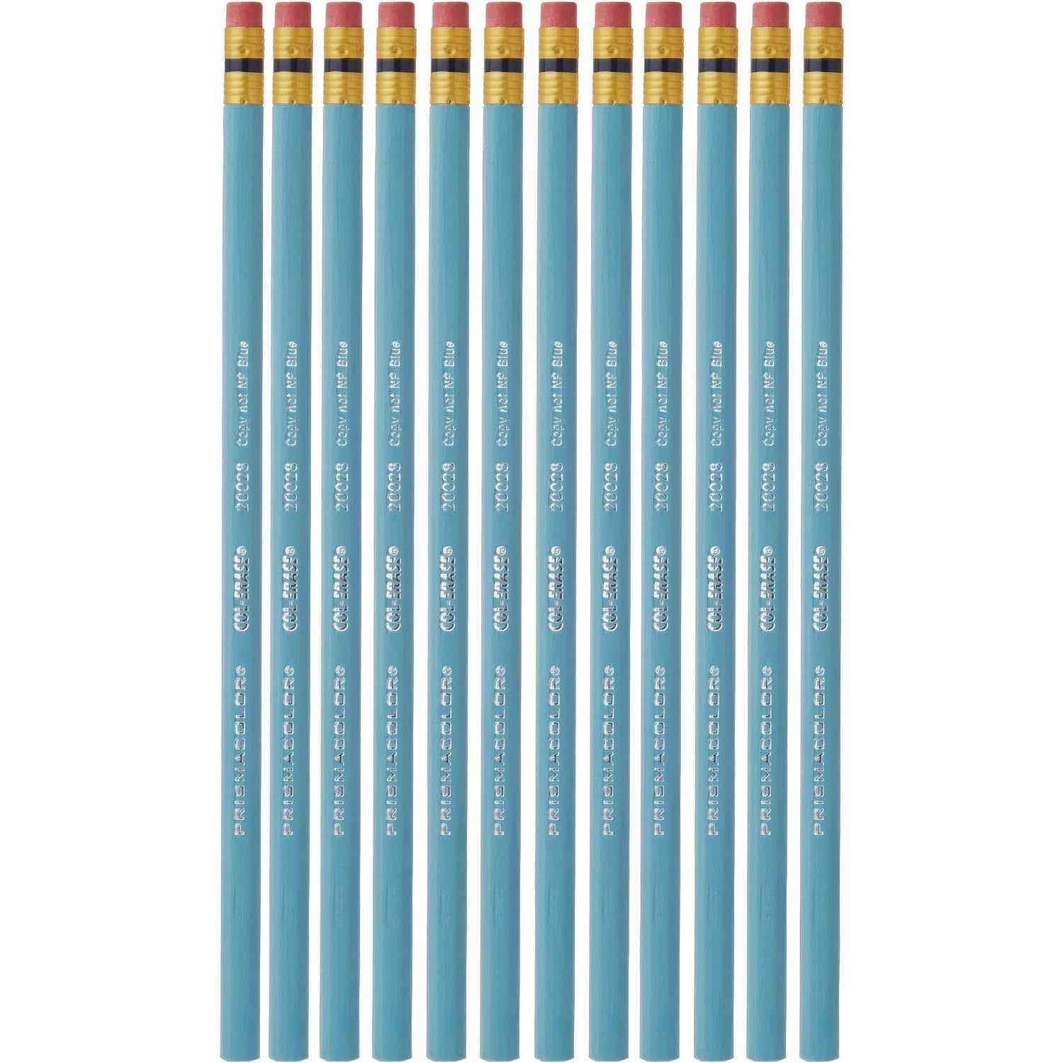 Col-Erase Pencil with Eraser, 0.7 mm, 2B, Non-Photo Blue Lead, Non-Photo Blue Barrel, Dozen