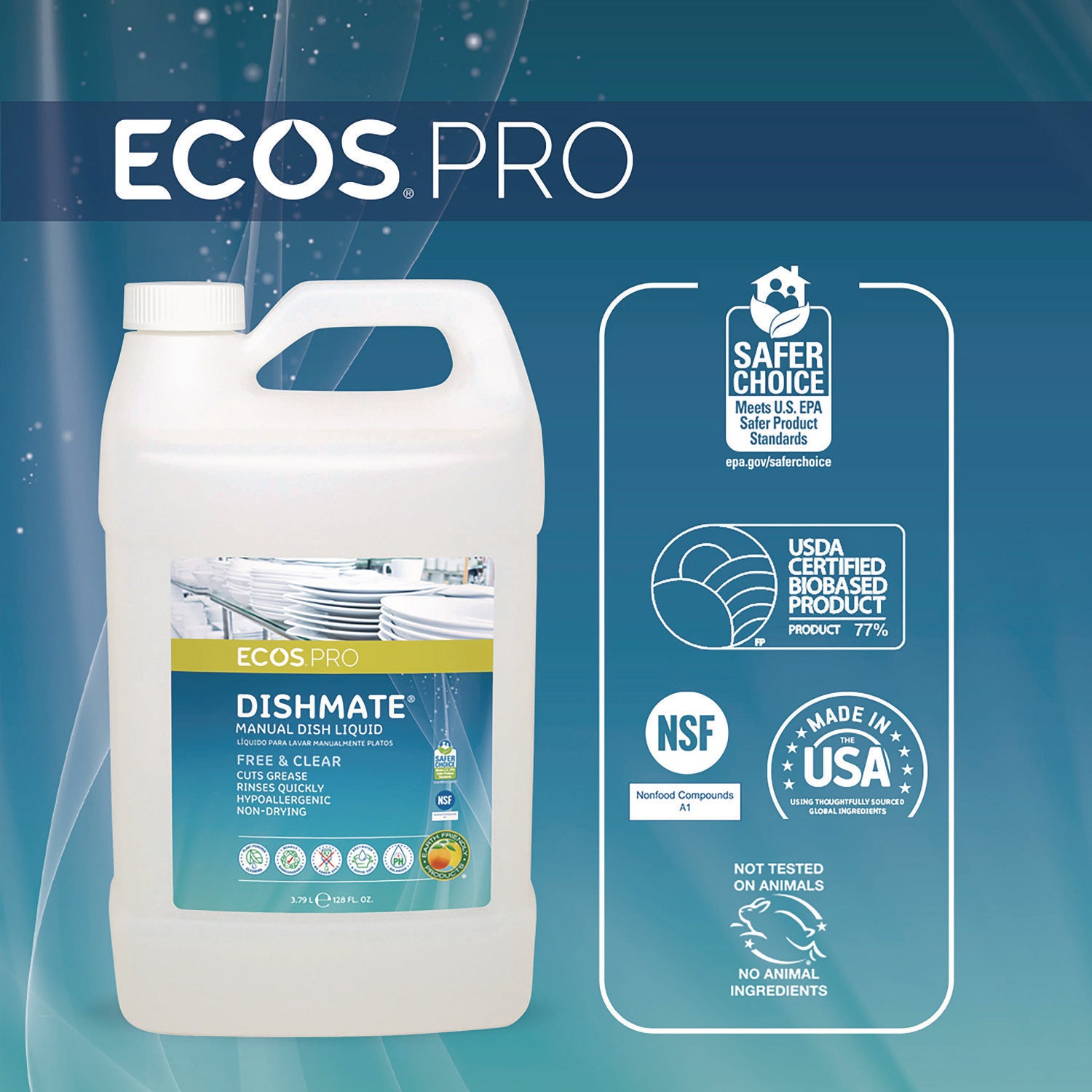 Dishmate Manual Dish Liquid, 128 oz Bottle