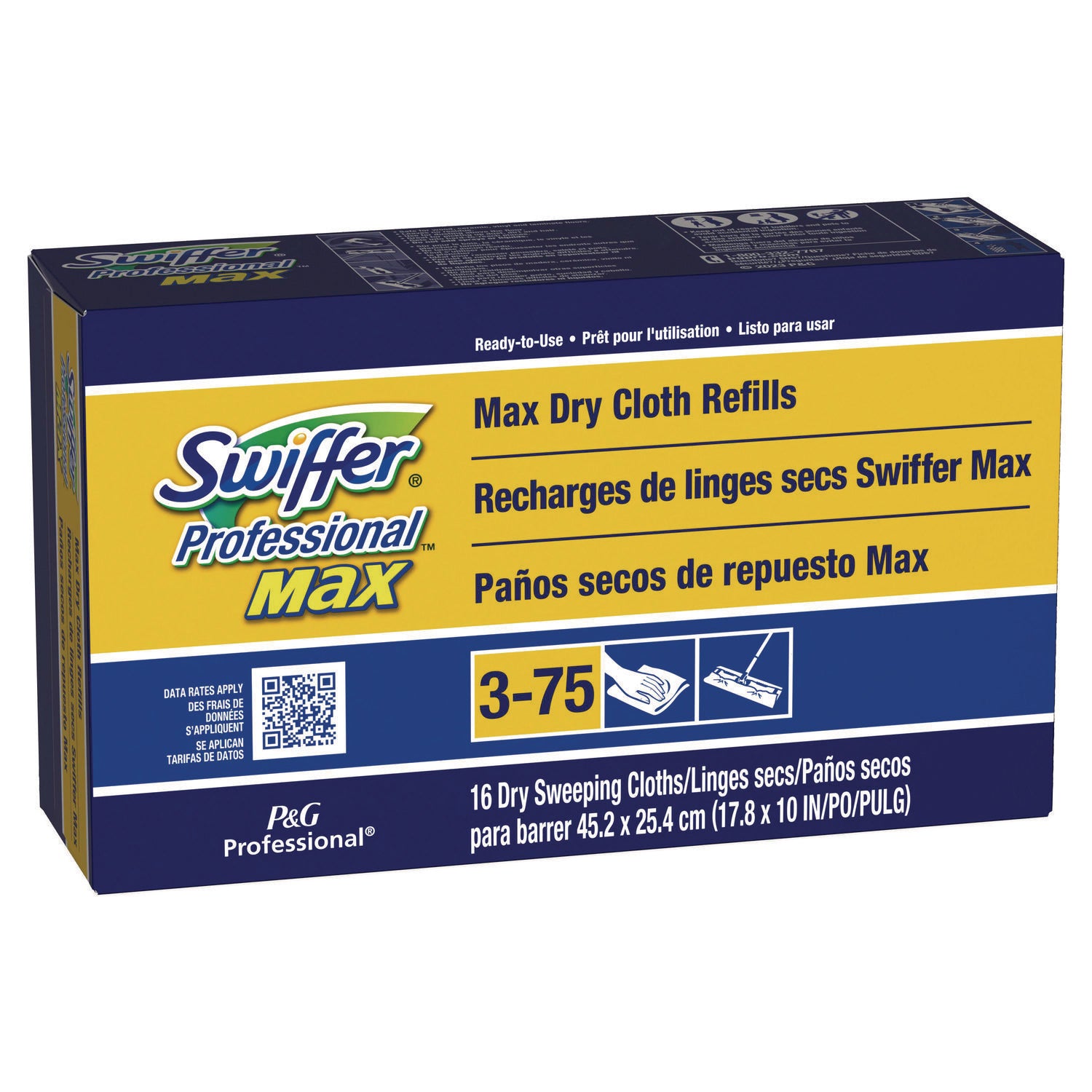 Swiffer Max Dry Cloth Refills - 17.9" Width x 10" Depth - Cloth - White - 16 / Box